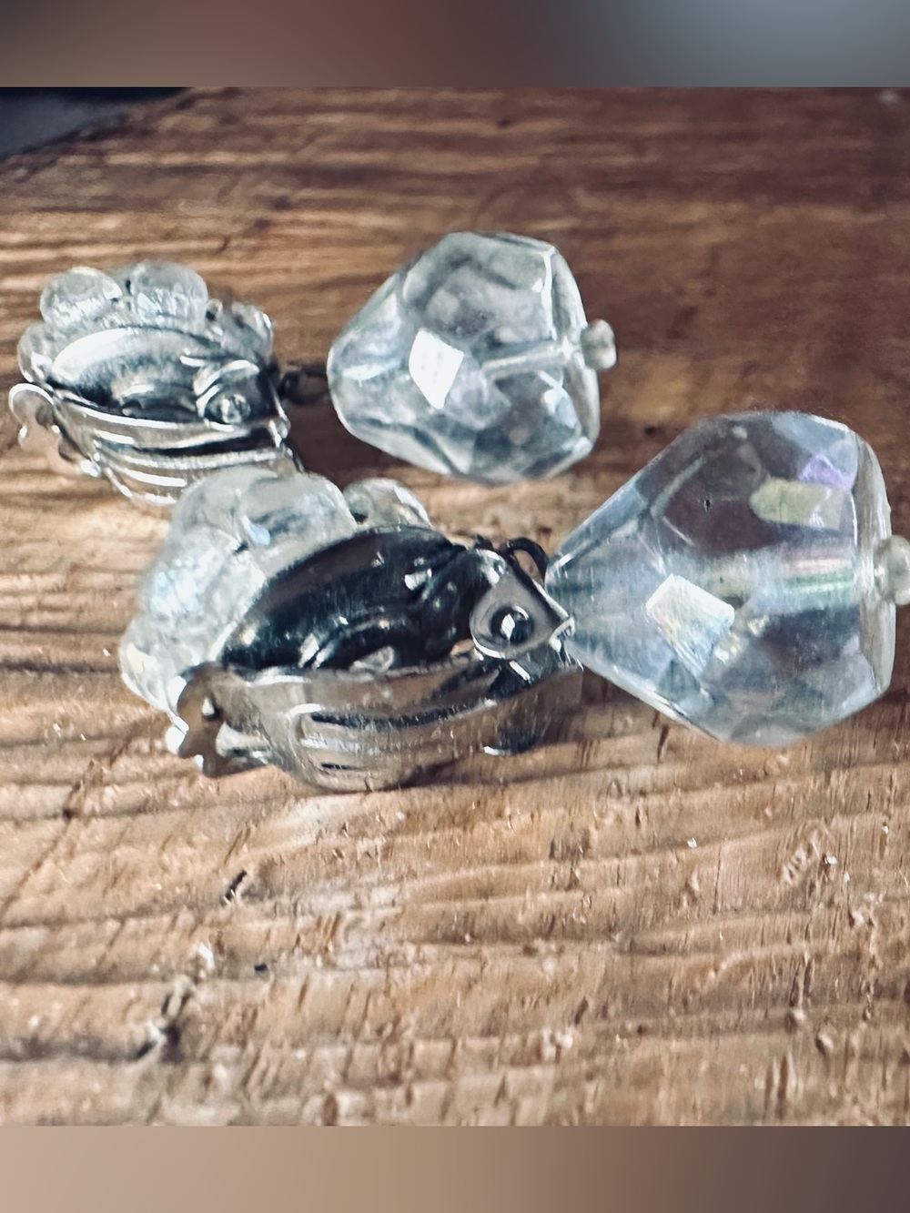 Vintage West Germany Faceted Crystal Glass Dangle Clip-On Earrings – Mid Century